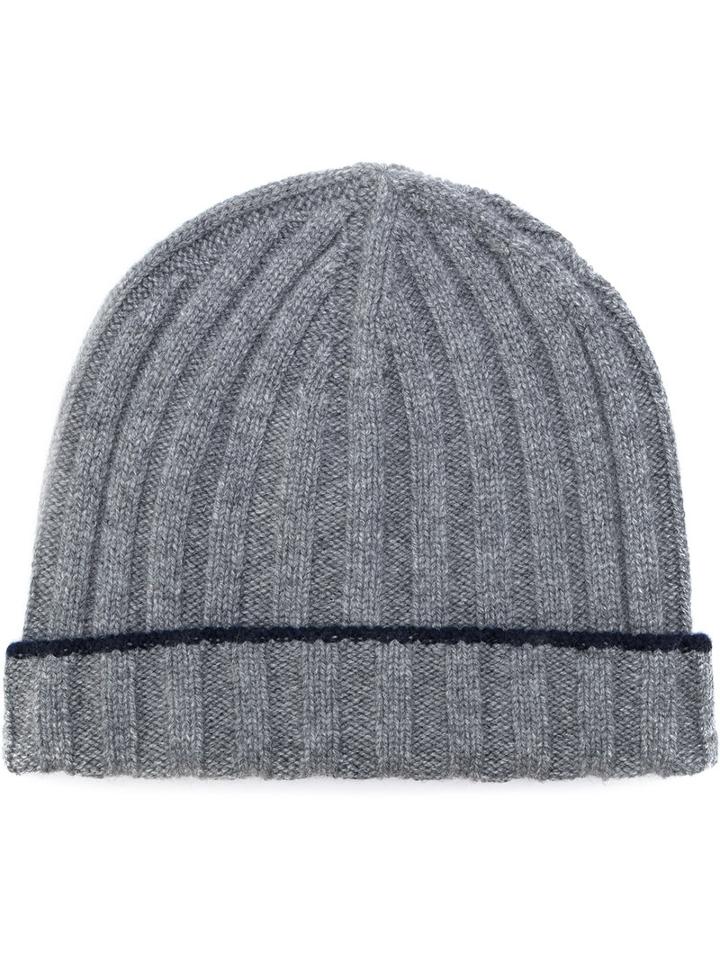 Brunello Cucinelli - Ribbed Beanie - Men - Cashmere - L, Grey, Cashmere