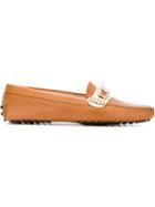 Tod S Logo Plaque Bi-colour Loafers, Women's, Size: 37.5, Brown, Leather/rubber