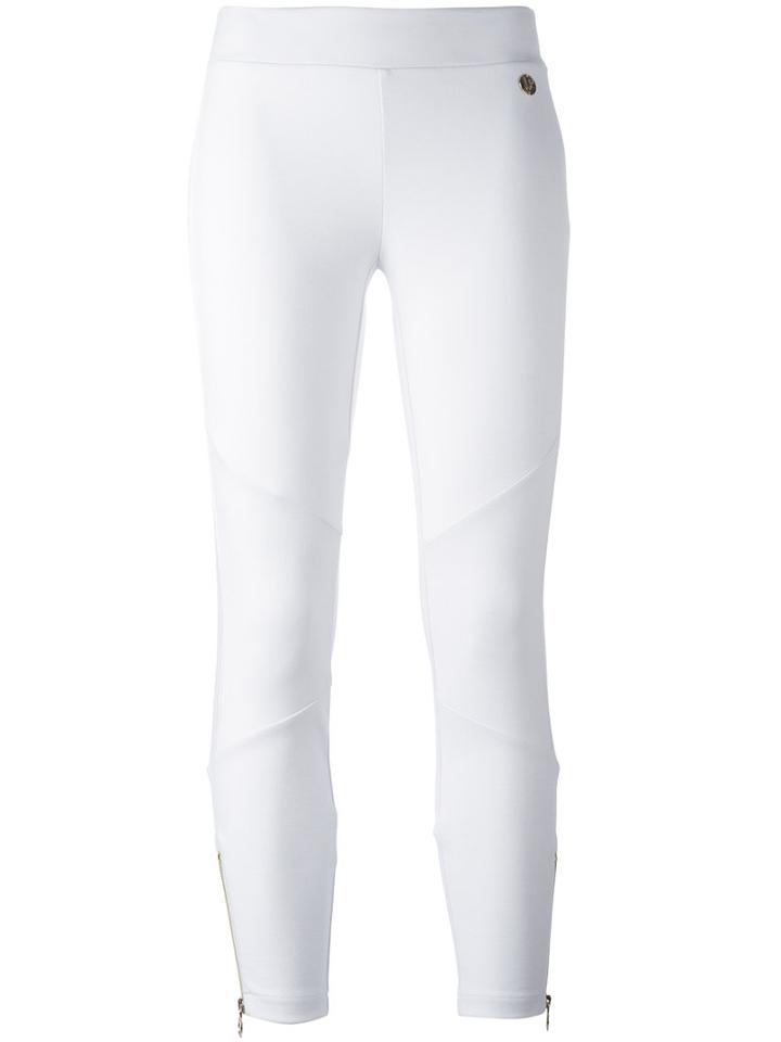 Versace Jeans Leg Zips Leggings, Women's, Size: 42, White, Cotton/spandex/elastane/modal/polyester