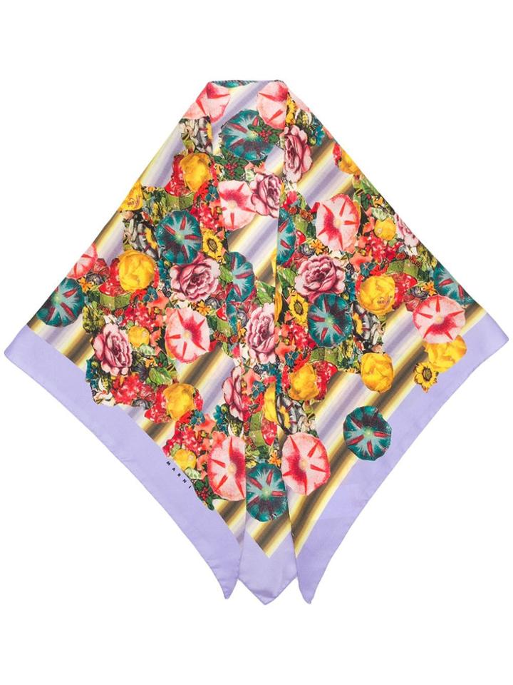 Marni Silk Floral Scarf - Purple