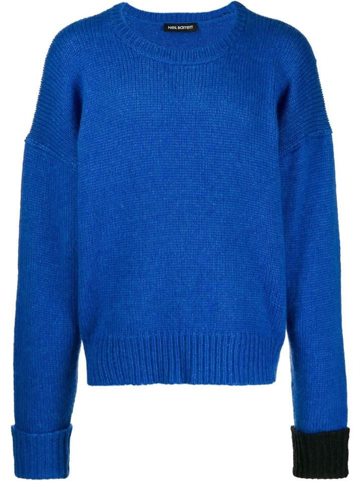 Neil Barrett Oversized Contrasting-cuff Jumper - Blue