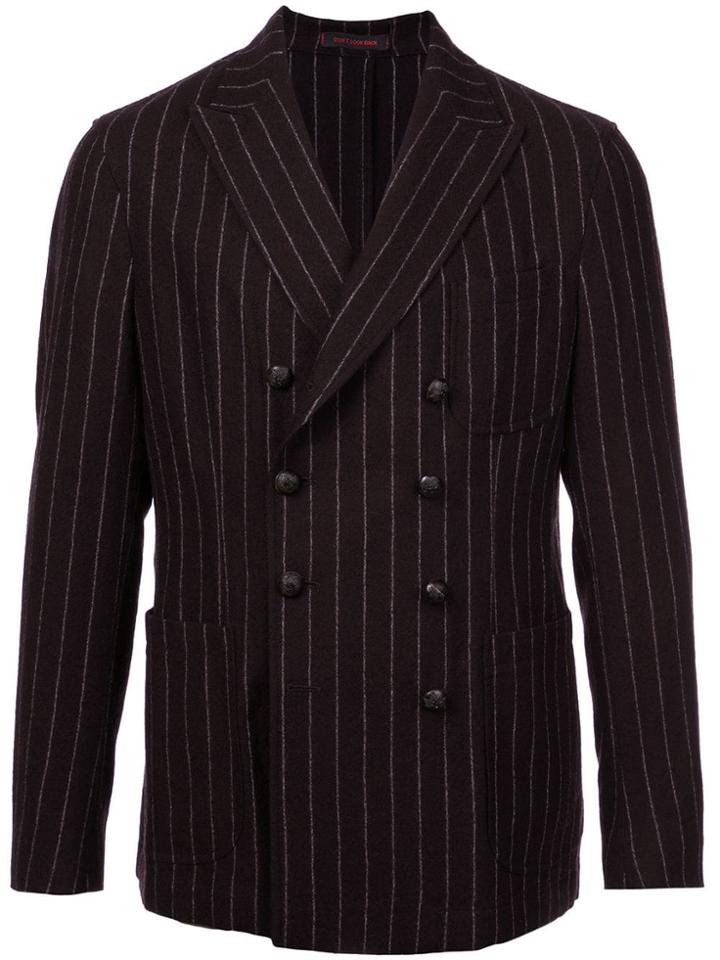 The Gigi Ziggy Striped Double-breasted Blazer - Brown