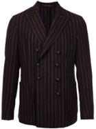 The Gigi Ziggy Striped Double-breasted Blazer - Brown