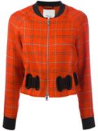 3.1 Phillip Lim Plaid Bomber Jacket, Women's, Size: 4, Red, Linen/flax/viscose/silk