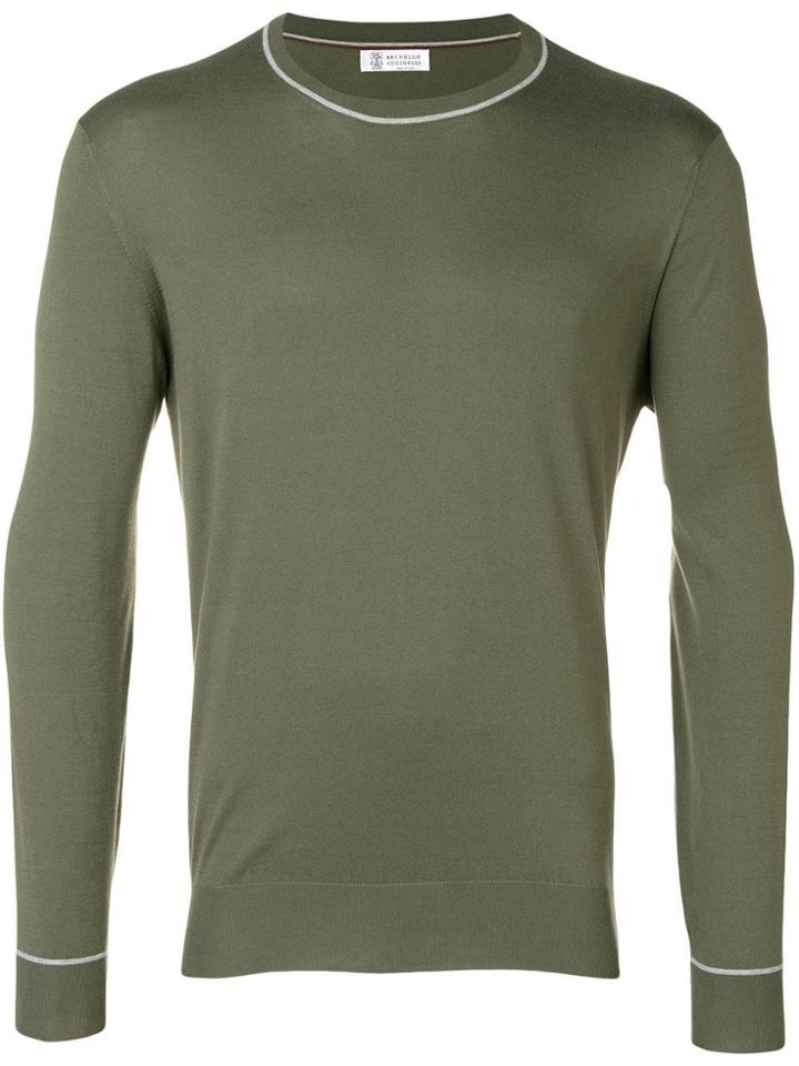 Brunello Cucinelli Contrast Piping Jumper - Green