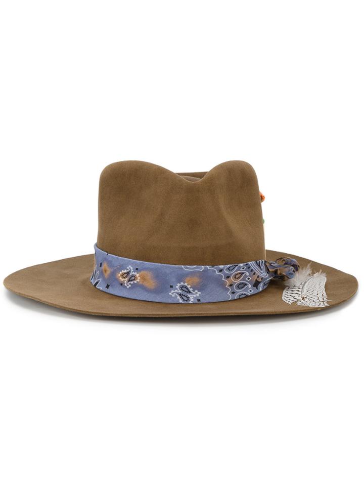 Nick Fouquet Bandito Fedora Hat With Bandana - Brown