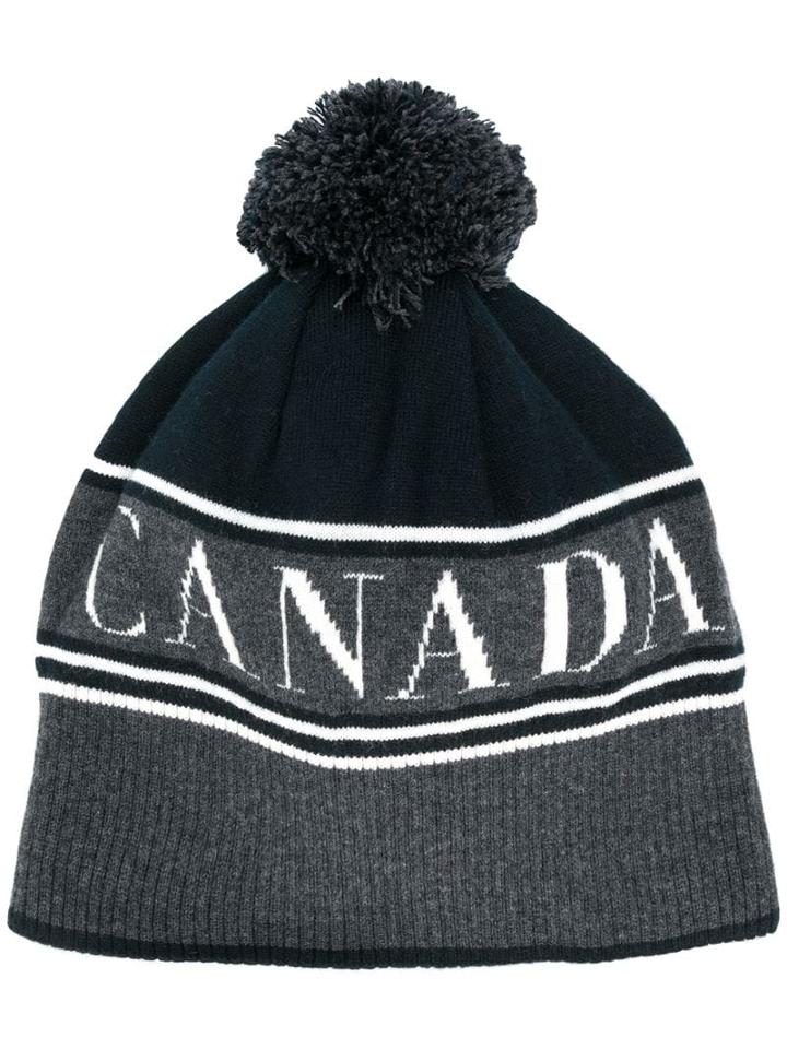 Canada Goose Logo Pompom Beanie - Black