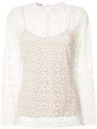 Stella Mccartney - Layered Lace Top - Women - Cotton/polyester - 40, Nude/neutrals, Cotton/polyester