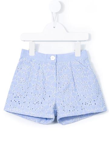 Charabia - Linda Broderie Anglaise Shorts - Kids - Cotton - 5 Yrs, Blue