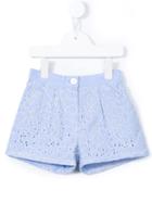Charabia - Linda Broderie Anglaise Shorts - Kids - Cotton - 5 Yrs, Blue