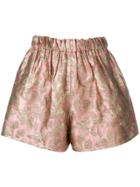 Prada Floral Jacquard Wide Shorts - Pink & Purple