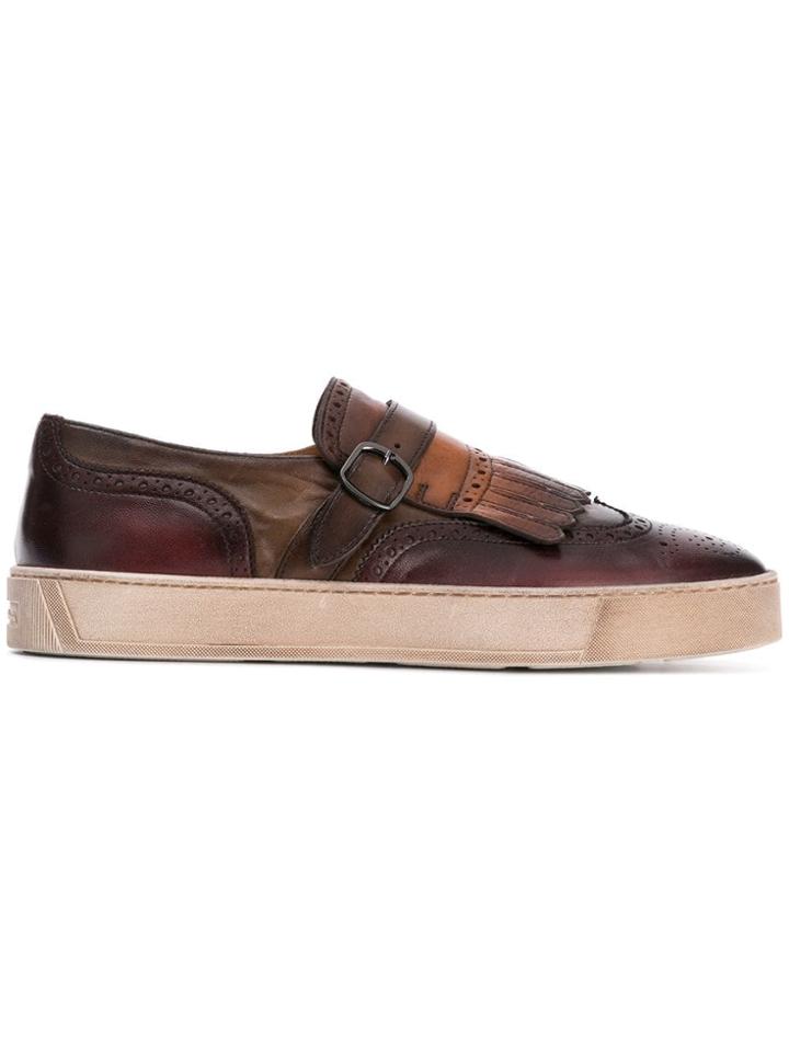 Santoni Brogue-style Slip-on Sneakers - Brown