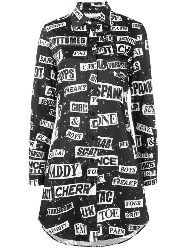 Moschino Safety Pin Printed Shirt - Black