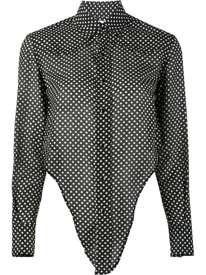 Saint Laurent Polka Dot Print Shirt, Women's, Size: Small, Black, Cotton/silk