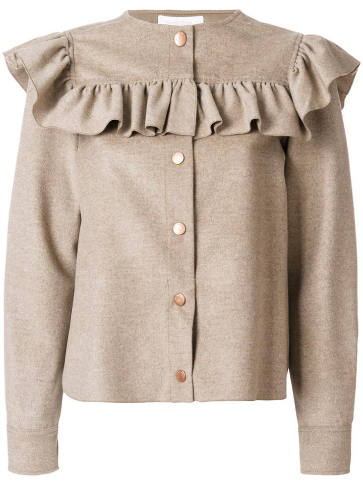 See By Chloé Ruffled Yoke Jacket - Nude & Neutrals