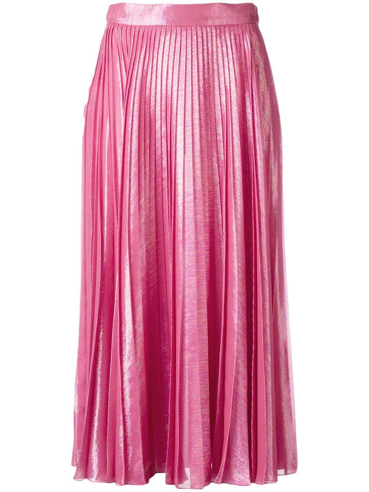 Gucci Pleated Metallic Skirt, Women's, Size: 40, Pink/purple, Silk/polyester