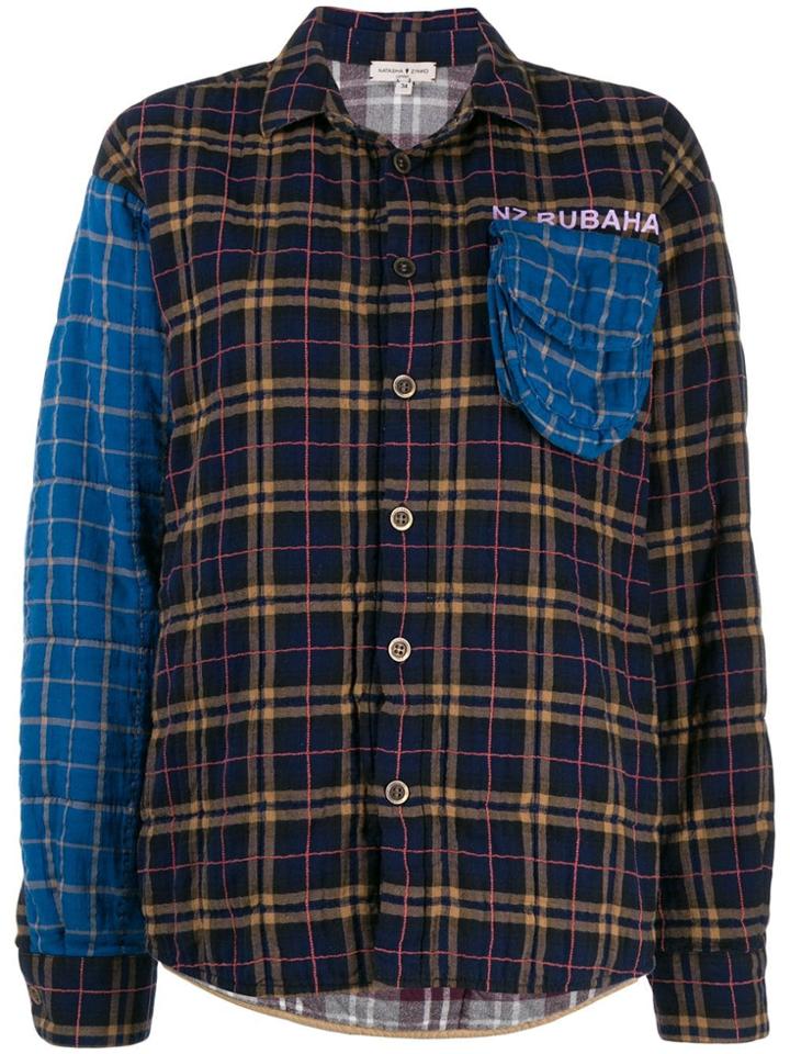 Natasha Zinko Contrast Check Shirt - Blue