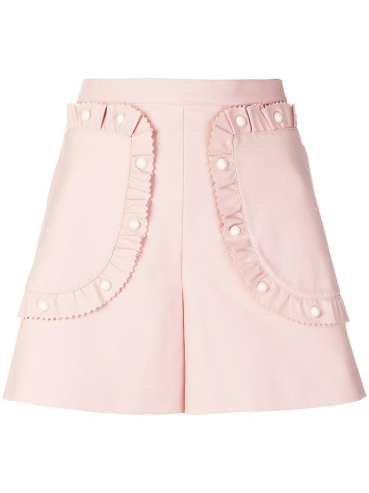 Red Valentino Ruffle Pocket Shorts - Pink & Purple