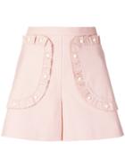 Red Valentino Ruffle Pocket Shorts - Pink & Purple