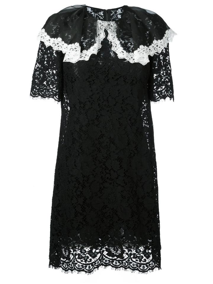 Dolce & Gabbana Sheer Collar Lace Dress, Women's, Size: 36, Black, Silk/cotton/polyamide/viscose