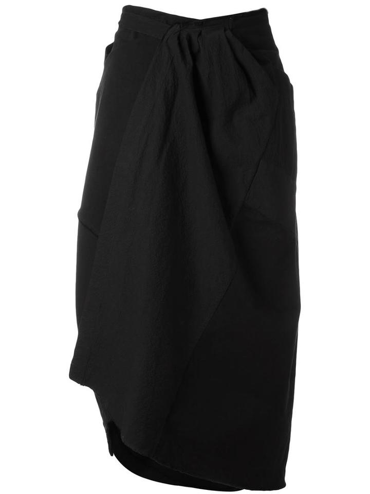 Atelier Suppan Ruched Detail Wrap Skirt, Women's, Size: 1, Black, Cotton