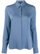 Theory Slim-fit Silk Shirt - Blue