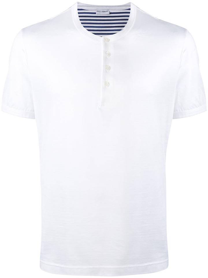 Dolce & Gabbana Underwear Buttoned T-shirt, Men's, Size: 4, White, Cotton