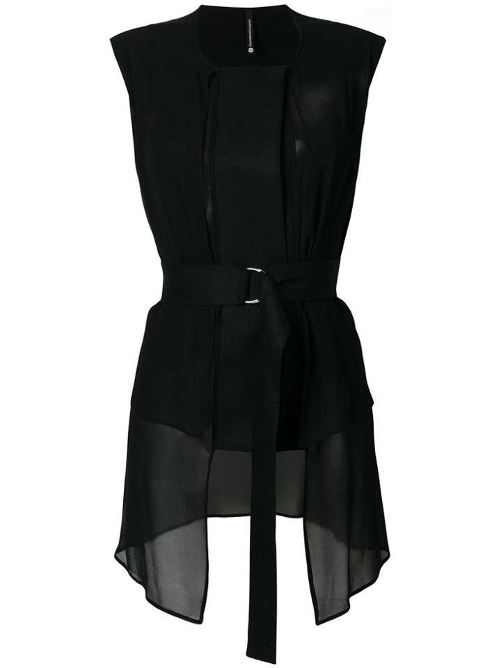 Pierantoniogaspari Belted Sheer Detail Top - Black