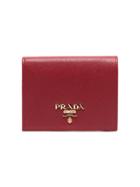 Prada Red Leather Logo Wallet