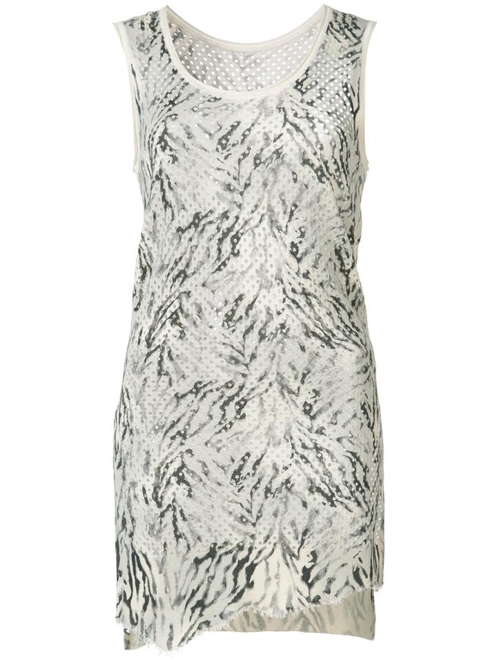 Victor Alfaro Zebra Print Knitted Tank, Women's, Size: Xs, White, Silk/cashmere