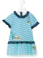 Fendi Kids - Striped Flared Dress - Kids - Cotton/polyamide/spandex/elastane - 24 Mth, Blue