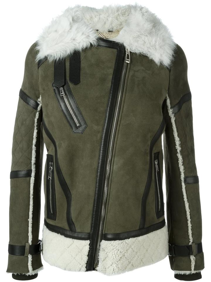 Belstaff 'boulder' Shearling Jacket, Women's, Size: 42, Green, Sheep Skin/shearling/lamb Fur/leather