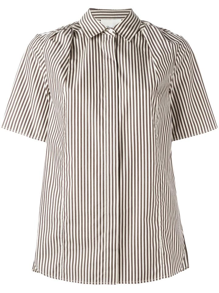 3.1 Phillip Lim Striped Shirt, Women's, Size: 4, Brown, Silk/cotton