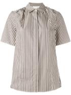 3.1 Phillip Lim Striped Shirt, Women's, Size: 4, Brown, Silk/cotton