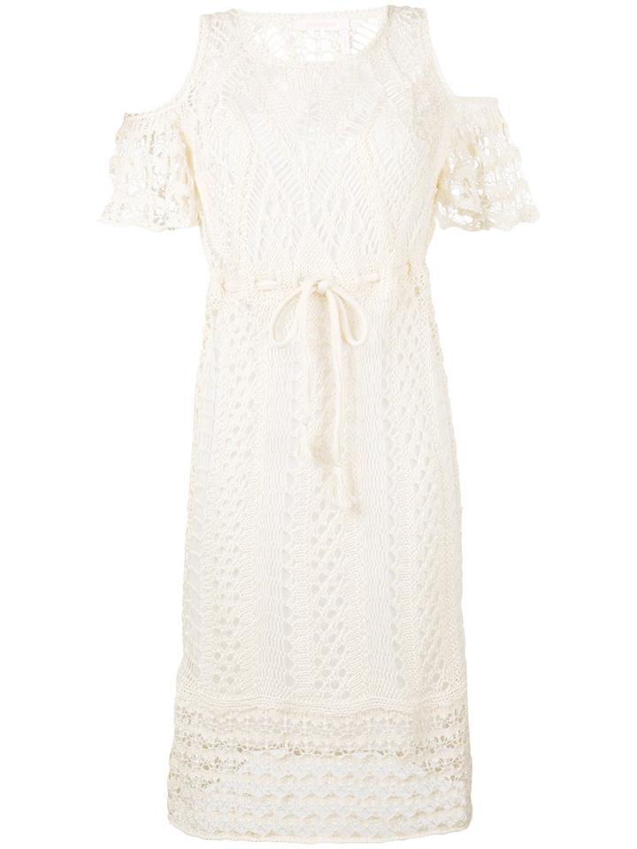 See By Chloé - Crocheted Cold Shoulder Dress - Women - Cotton - L, Nude/neutrals, Cotton