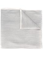 Loro Piana Striped Scarf, Men's, Grey, Silk/linen/flax/cashmere
