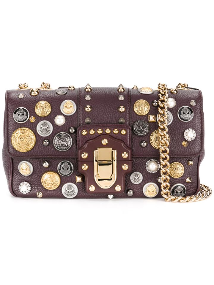 Dolce & Gabbana Lucia Embellished Shoulder Bag - Red
