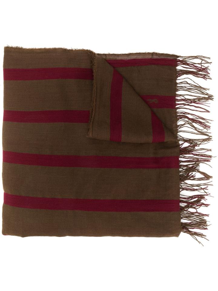 Uma Wang Striped Fringed Scarf - Red