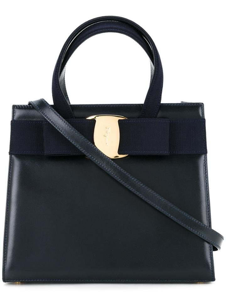 Salvatore Ferragamo Vintage Vara Bow 2 Way Handbag - Blue