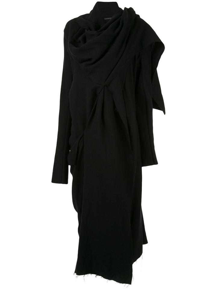 Yohji Yamamoto Tuck Drape Dress - Black