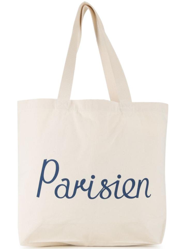 Maison Kitsuné Limited Parisien Tote, Adult Unisex, White, Cotton