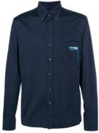 Prada Logo Patch Buttondown Shirt - Blue