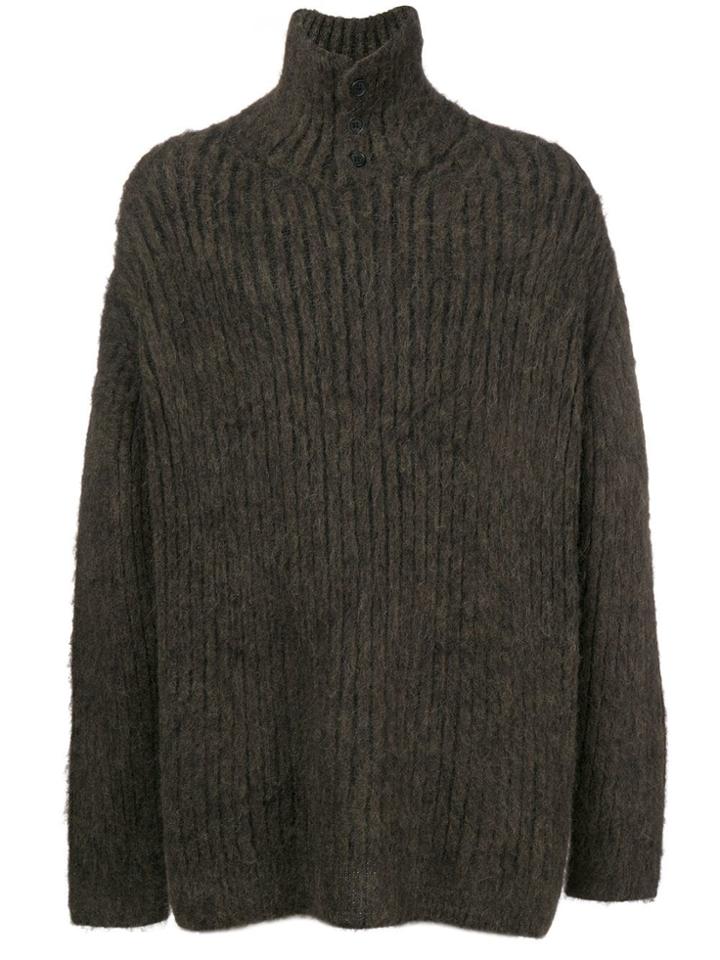 Yohji Yamamoto Fleece Botton Open Turtle - Green