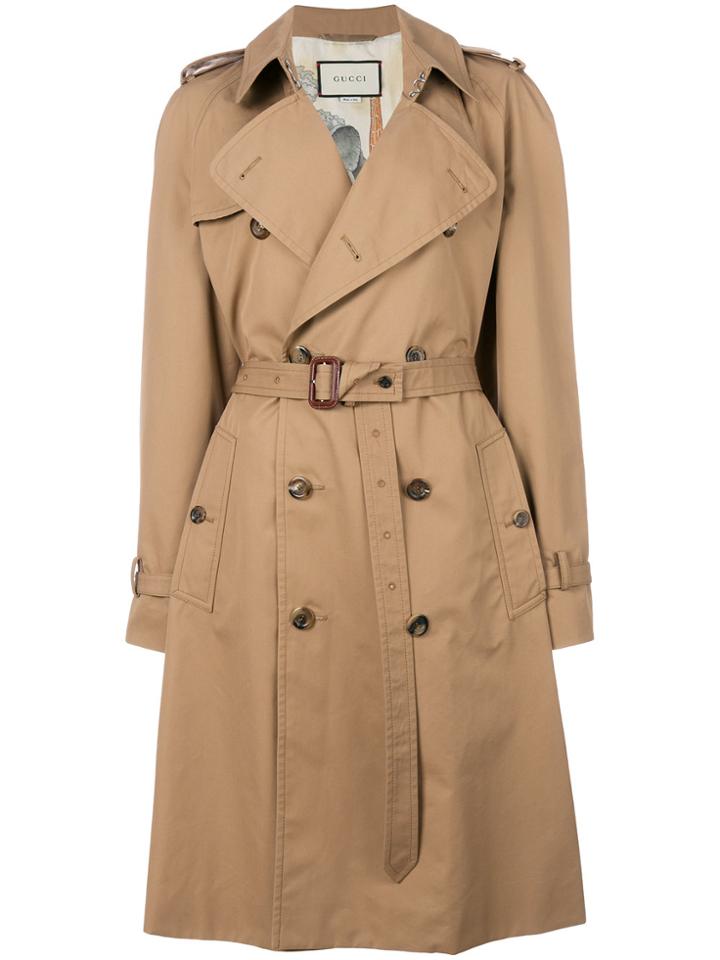 Gucci Cat-embroidered Trench Coat - Nude & Neutrals