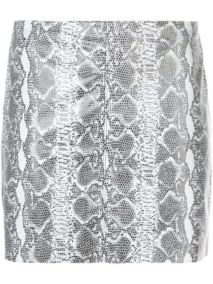 Alice+olivia Snakeskin Print Mini Skirt - Black