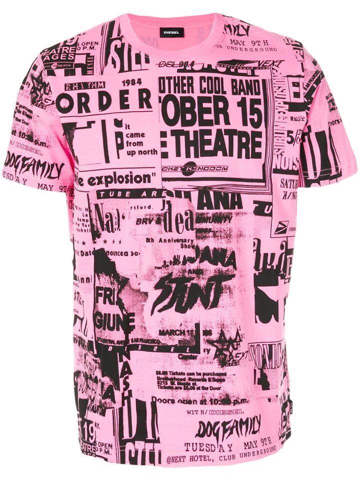 Diesel All Over Print T-shirt - Pink & Purple