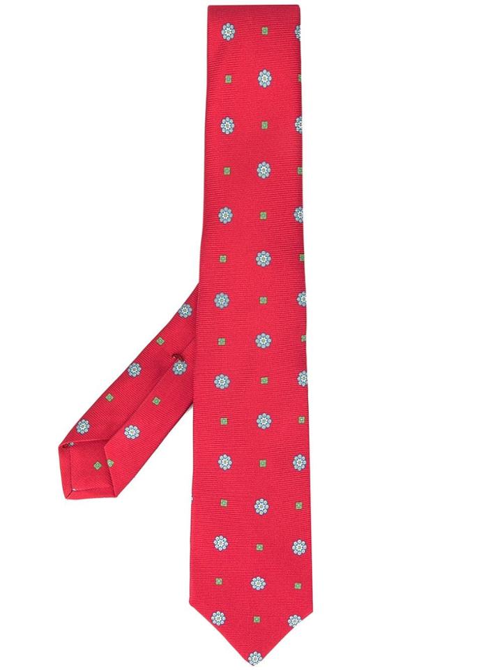 Kiton Floral And Diamond Tie - Red