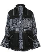 Sacai Printed Flared Cuff Hooded Jacket - Black