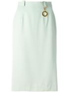 Céline Vintage Logo Charm Pencil Skirt, Women's, Size: 38, Green