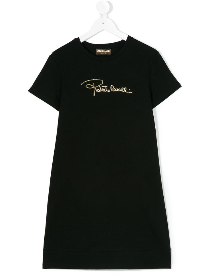 Roberto Cavalli Kids Logo Stamp Dress - Black